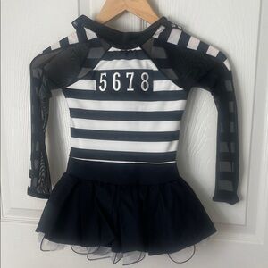 Weissman Black and White Striped Dance Costume
